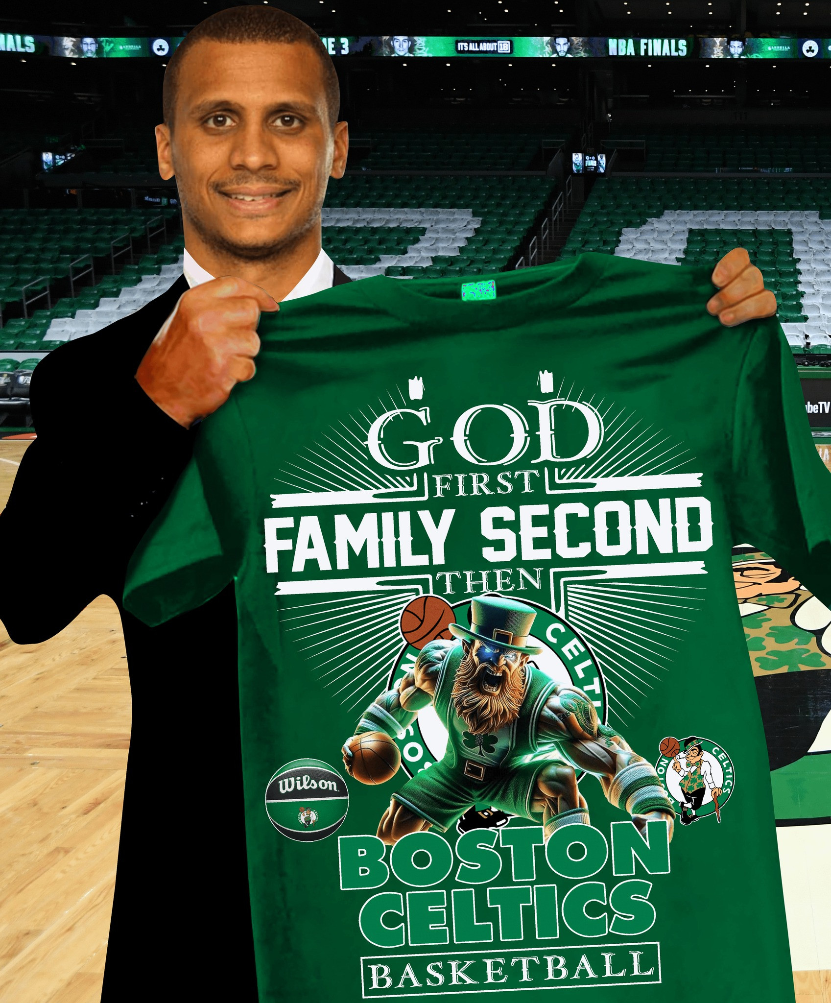 God First Family Second Then Boston Celtics T-Shirt For Boston Celtics Fans Oregontrailrvpk Shirt