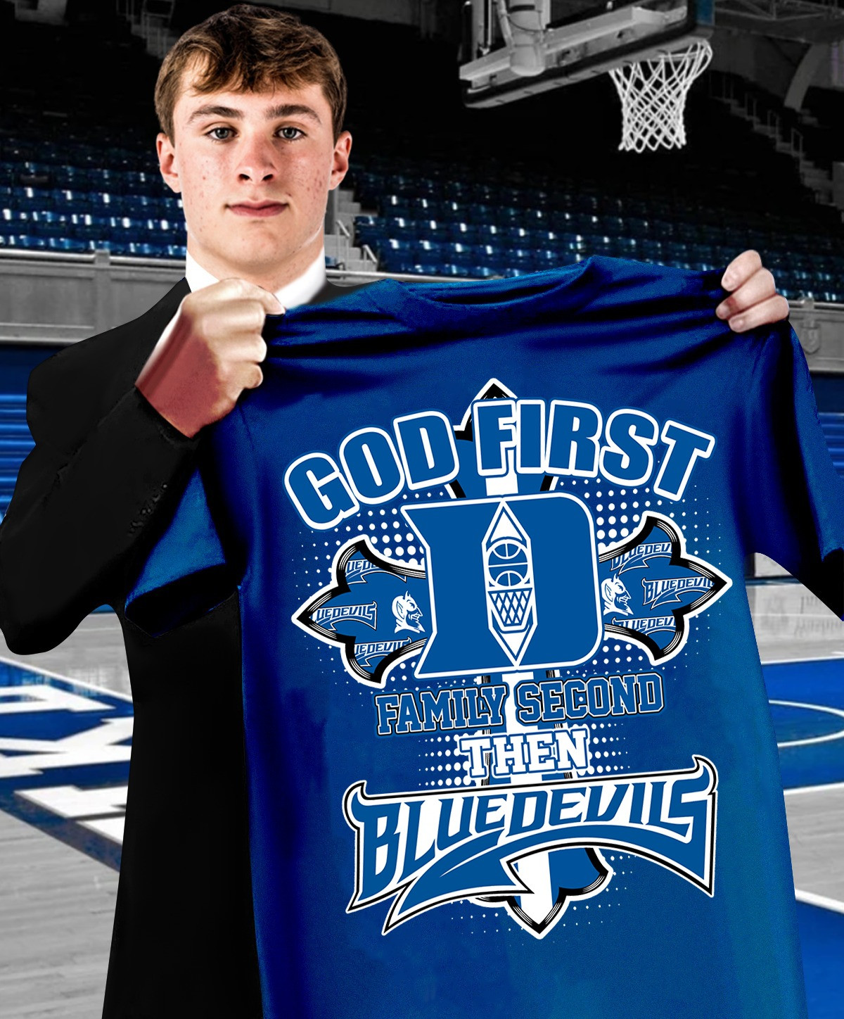 God First Family Second Then Duke Basketball Shirt Best Gifts For Duke Blue Devils Fans Oregontrailrvpk Shirt