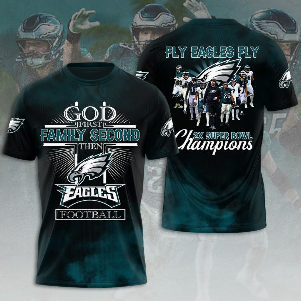God First Family Second Then Eagles Football Shirt 2X Super Bowl Champions T-Shirt For Fan Oregontrailrvpk Shirt