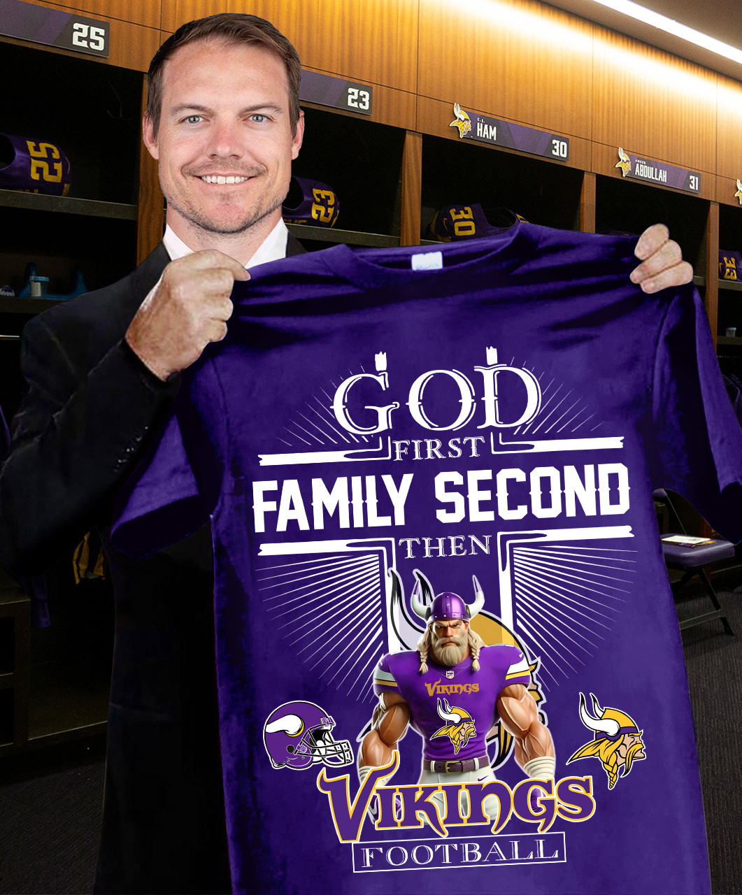 God First Family Second Then Vikings Football T-Shirt Gift Ideas For Football Lovers Oregontrailrvpk Shirt