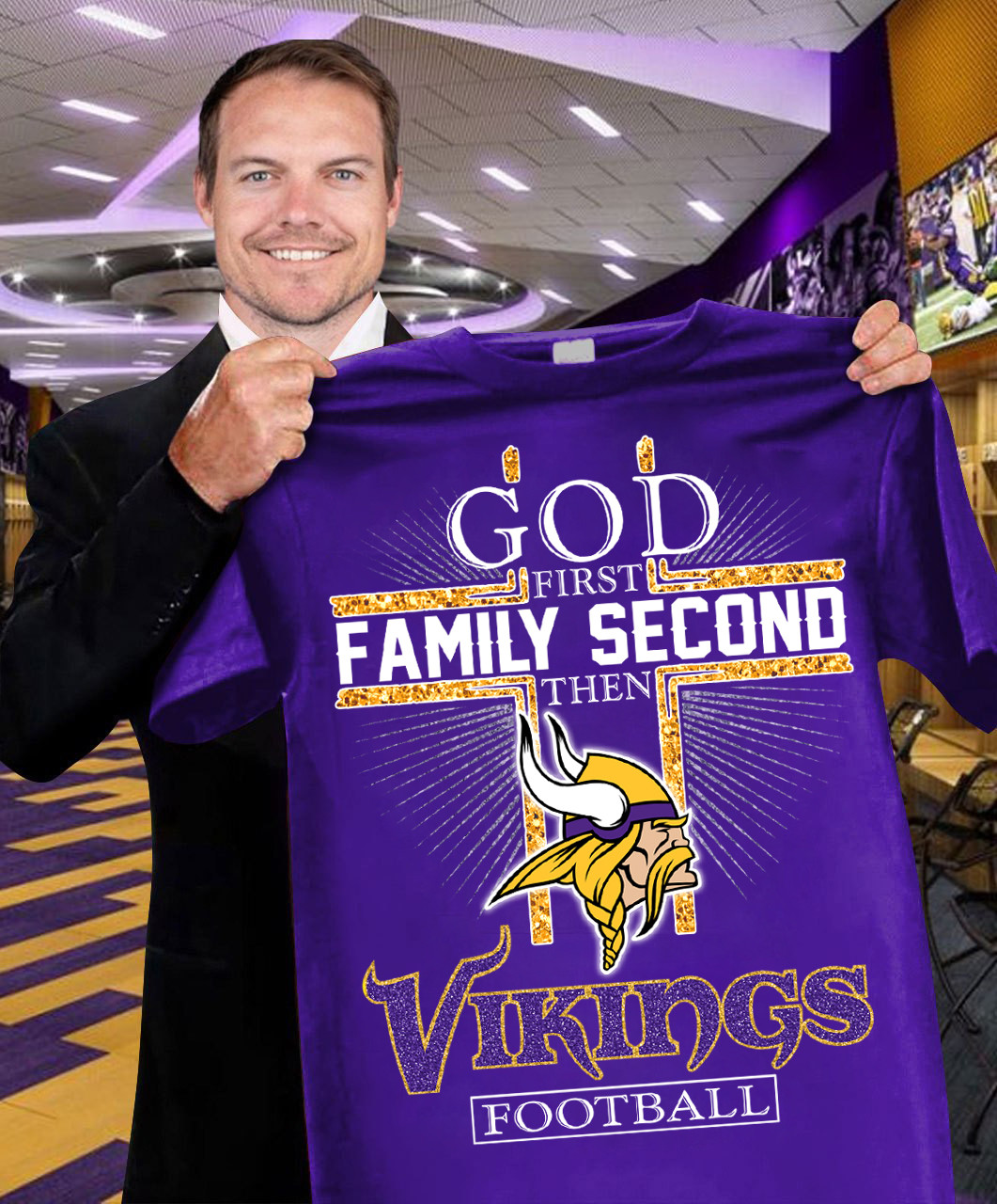 God First Family Second Then Vikings Football T-Shirt Presents For Football Fans Oregontrailrvpk Shirt