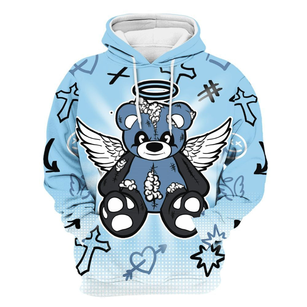 Gods Guides Me Bear Graphics Legend Blue 11s Unisex Hoodie Gift For Boyfriend