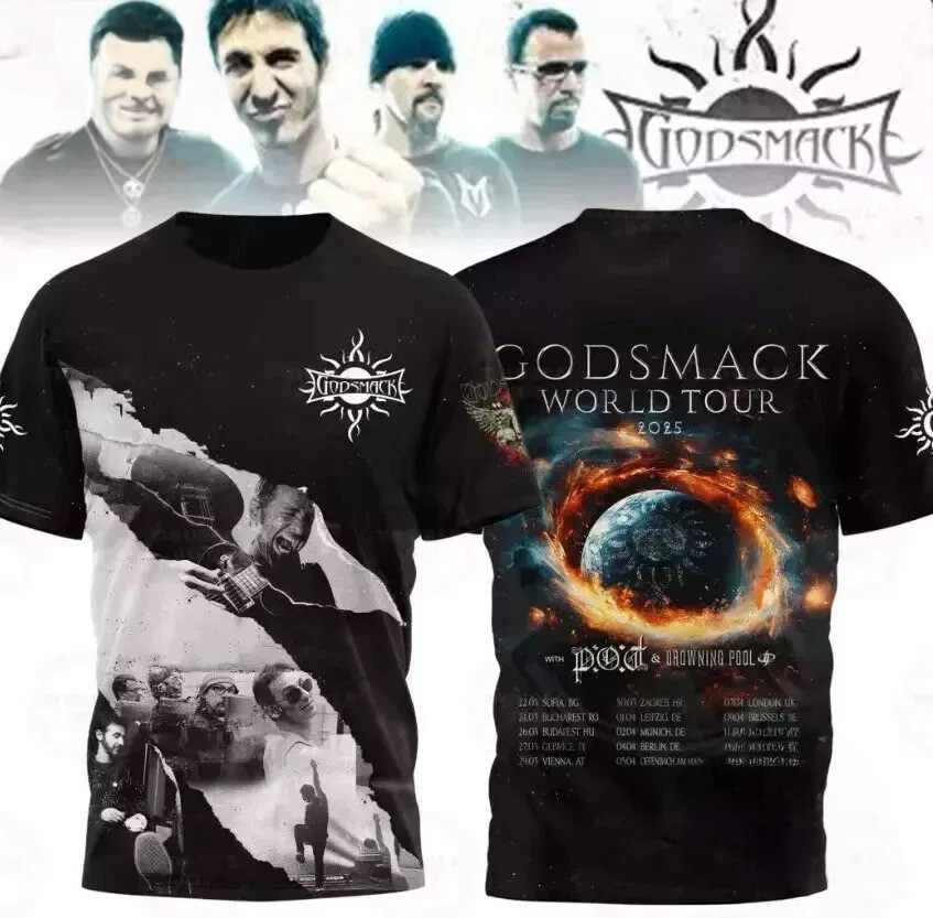 Godsmack World Tour 2025 3D T-Shirt For Rock Band Fans Oregontrailrvpk Shirt
