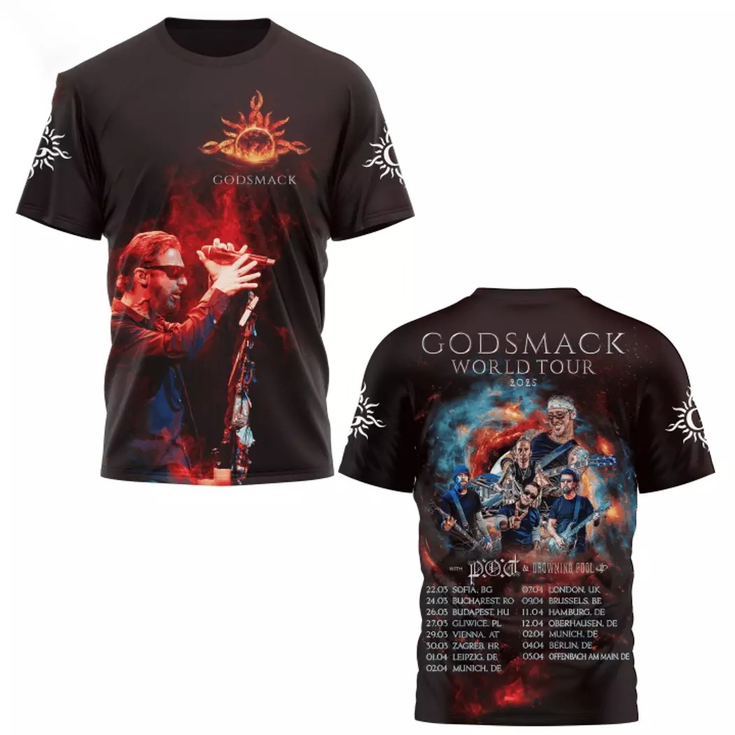 Godsmack World Tour 2025 3D T-Shirt Unique Oregontrailrvpk Shirt