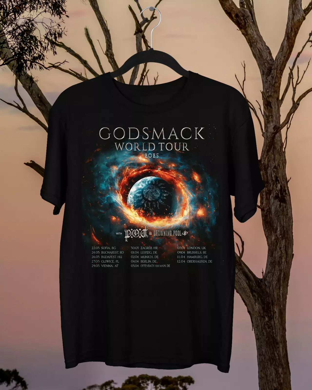 Godsmack World Tour 2025 Band T-Shirt Oregontrailrvpk Shirt