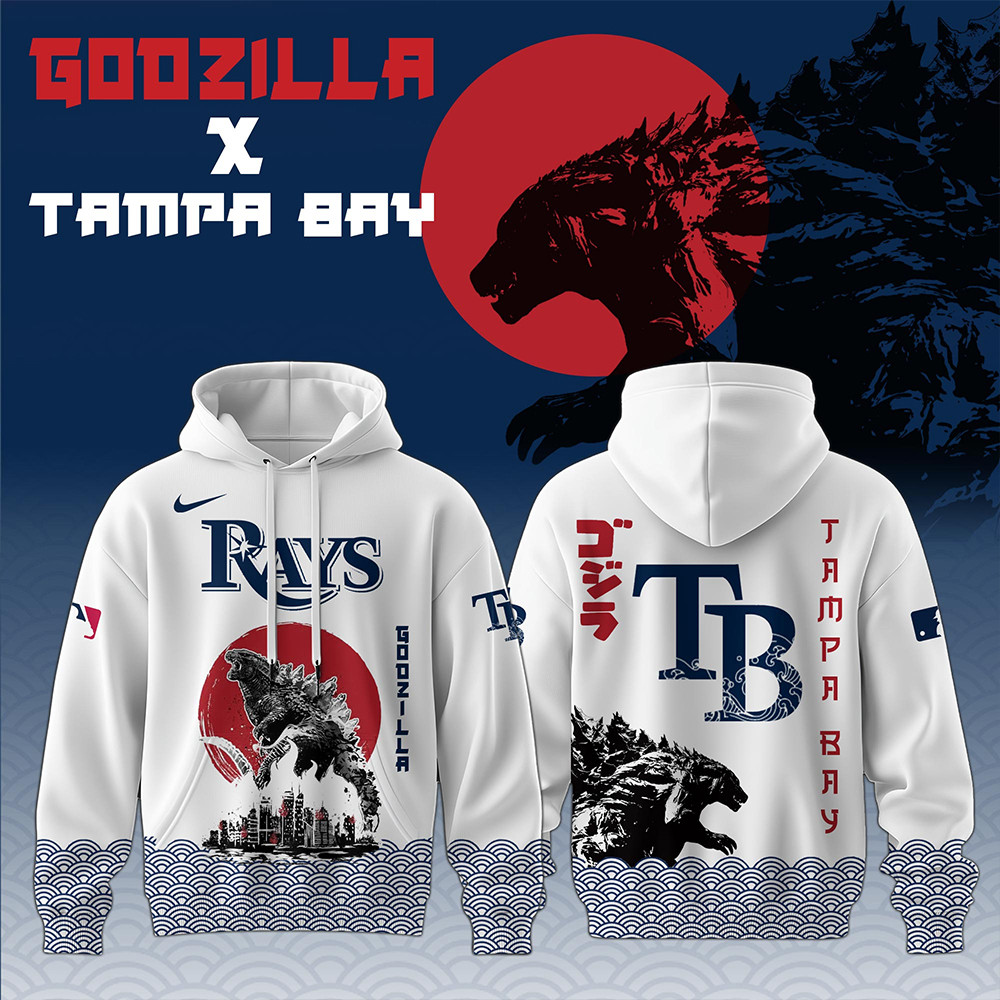 Godzilla x Tampa Bay Rays 2025 Japan Edition Hoodie Presents