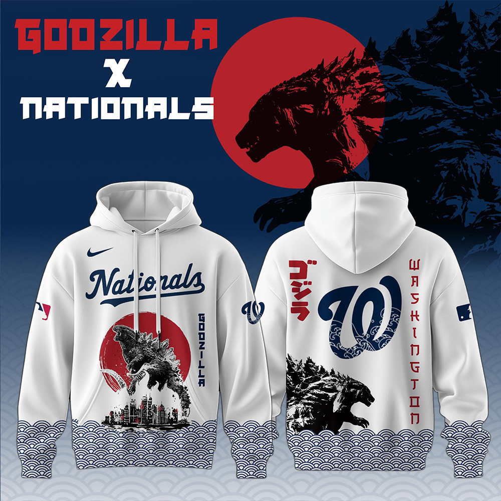 Godzilla x Washington Nationals 2025 Japan Edition Hoodie Cool Baseball Gifts