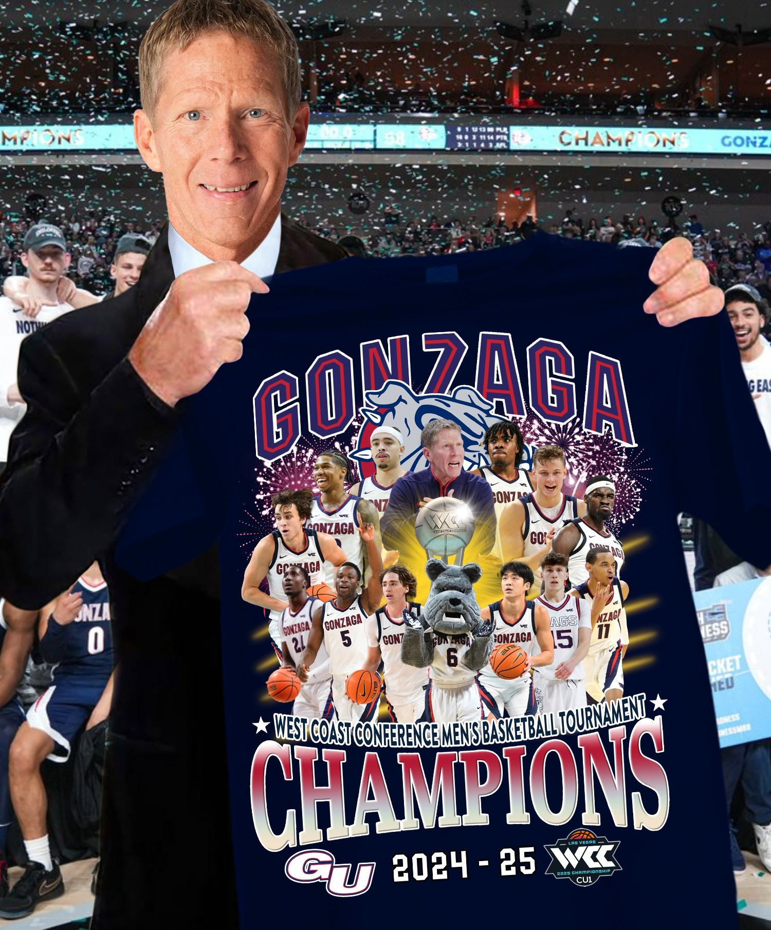Gonzaga Bulldogs Champions 2024 2025 Shirt Men's Basketball West Coast Championship Merch Oregontrailrvpk Shirt