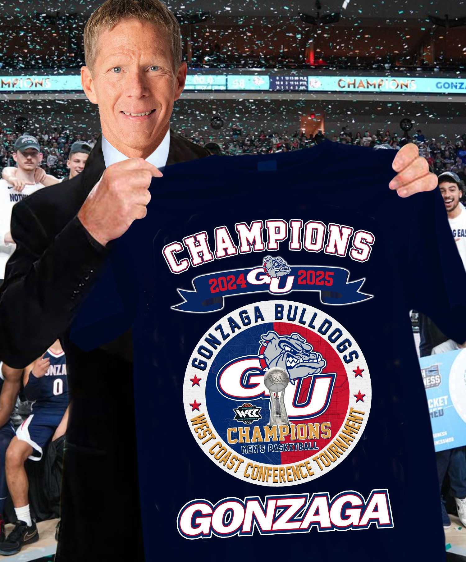 Gonzaga Bulldogs Champions 2024 2025 Shirt West Coast Conference Tournament Championship Oregontrailrvpk Shirt