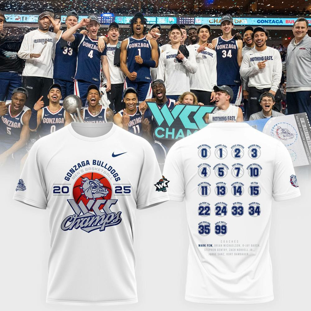 Gonzaga Bulldogs WCC Champions 2025 Limited Edition Shirt Basketball Enthusiast Gifts Oregontrailrvpk Shirt