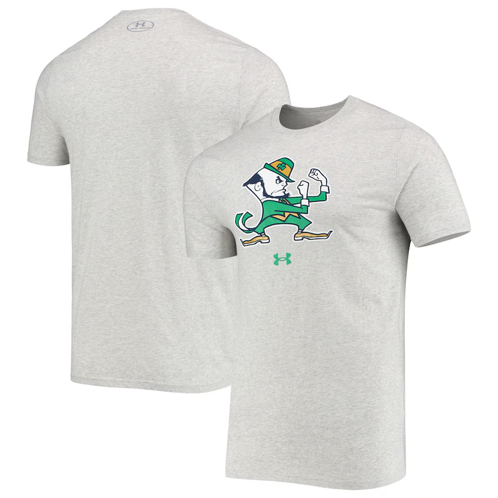 Gray Notre Dame Fighting Irish Mascot Logo T-Shirt For Husband Oregontrailrvpk Shirt