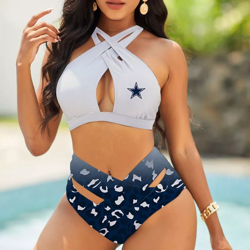 Green Bay Packers Womens 2Pcs Bikini Swimsuit Criss Cross Cutout Bathing Suit St2295