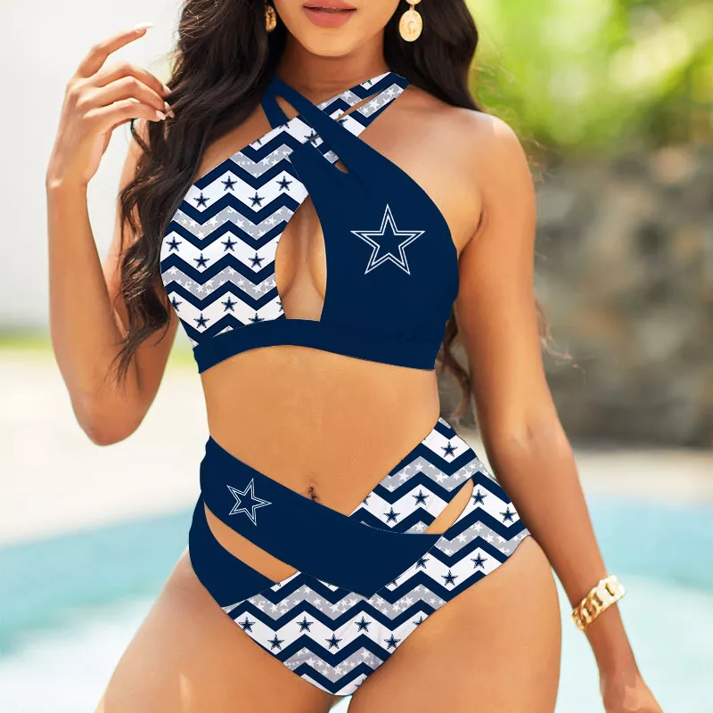 Green Bay Packers Womens 2Pcs Bikini Swimsuit Criss Cross Cutout Bathing Suit St8149
