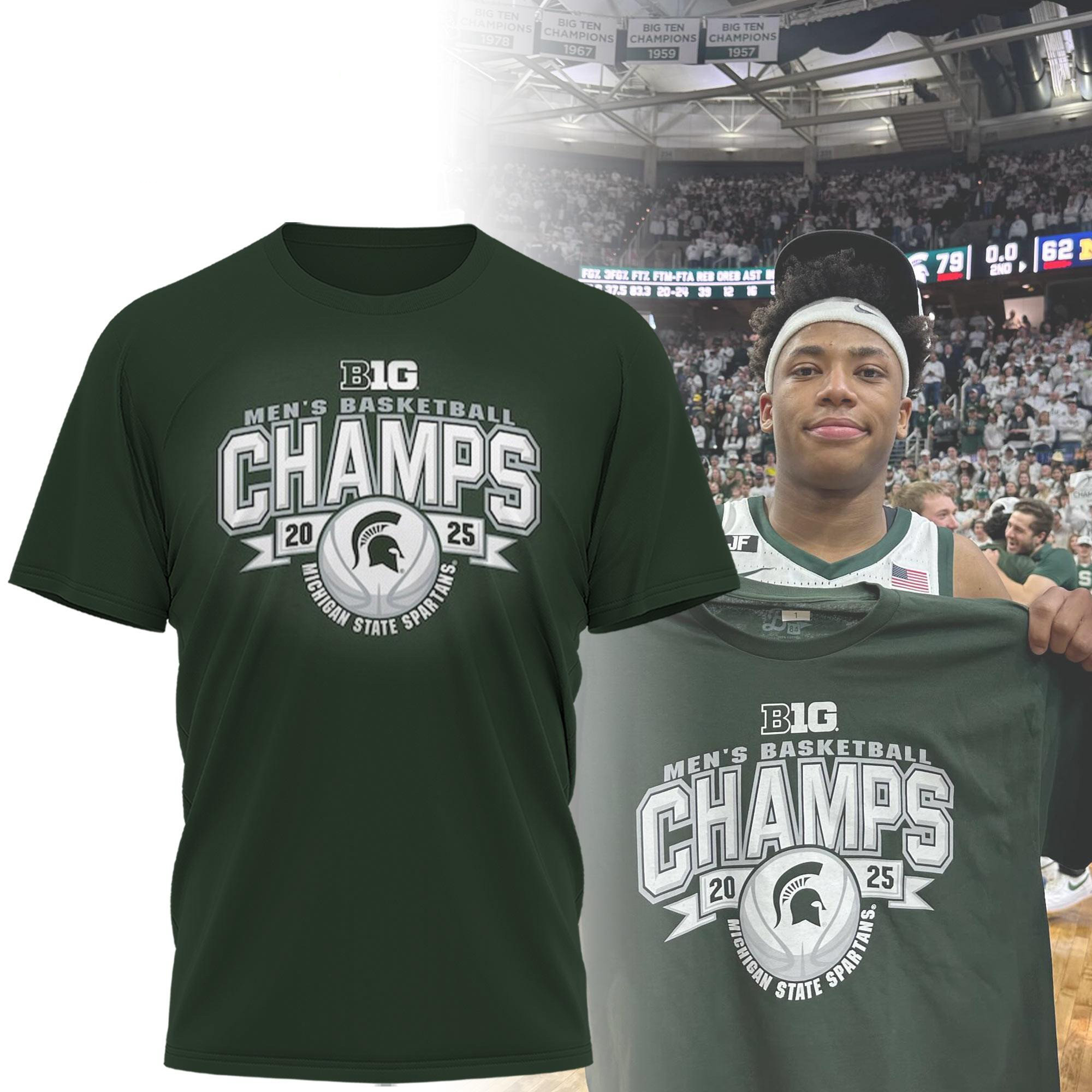 Green Michigan State Spartans 2025 Big 10 Men's Basketball Regular Season Champions Shirt Oregontrailrvpk Shirt