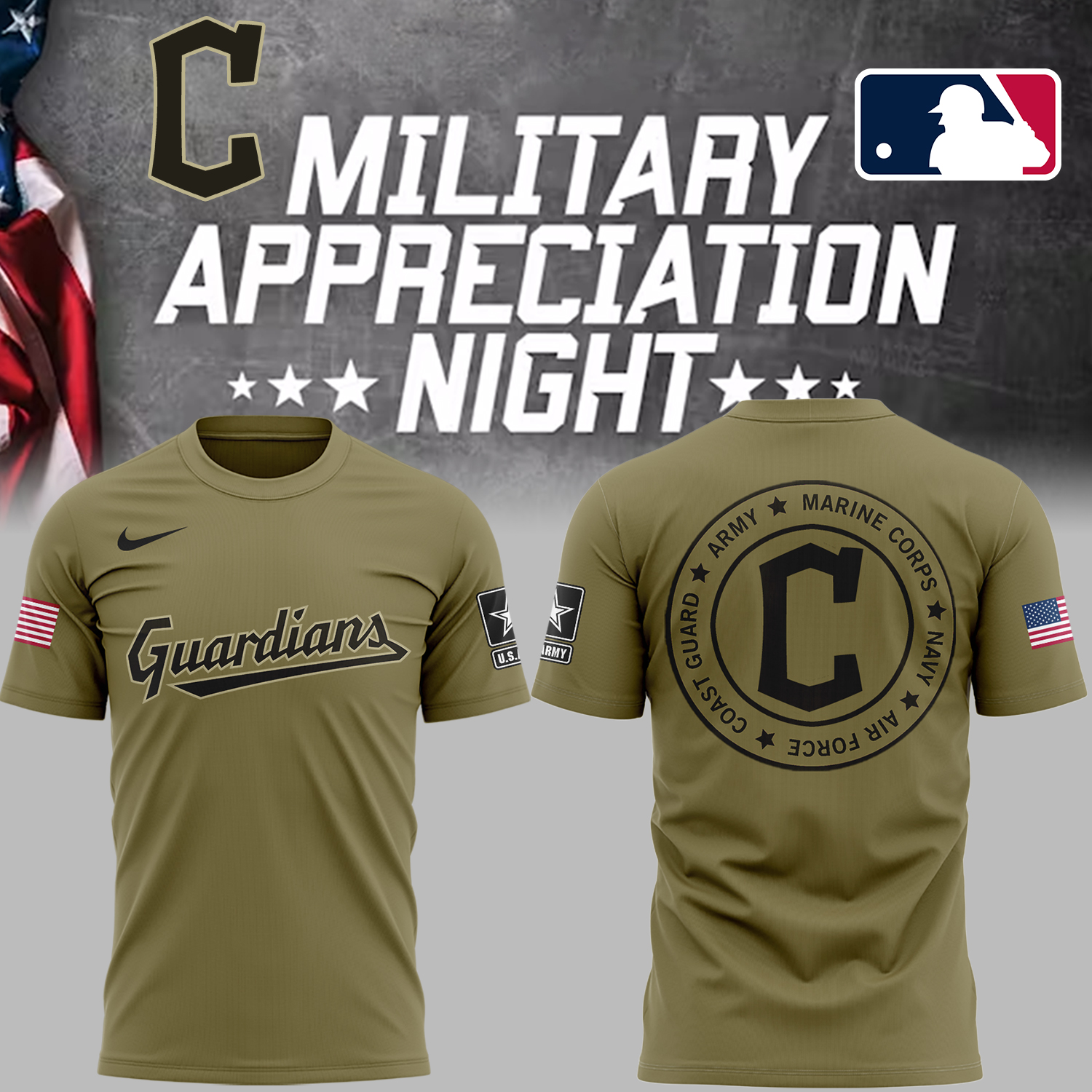Guardians X Military Appreciation Night T-Shirt Gift Ideas For Baseball Players Oregontrailrvpk Shirt