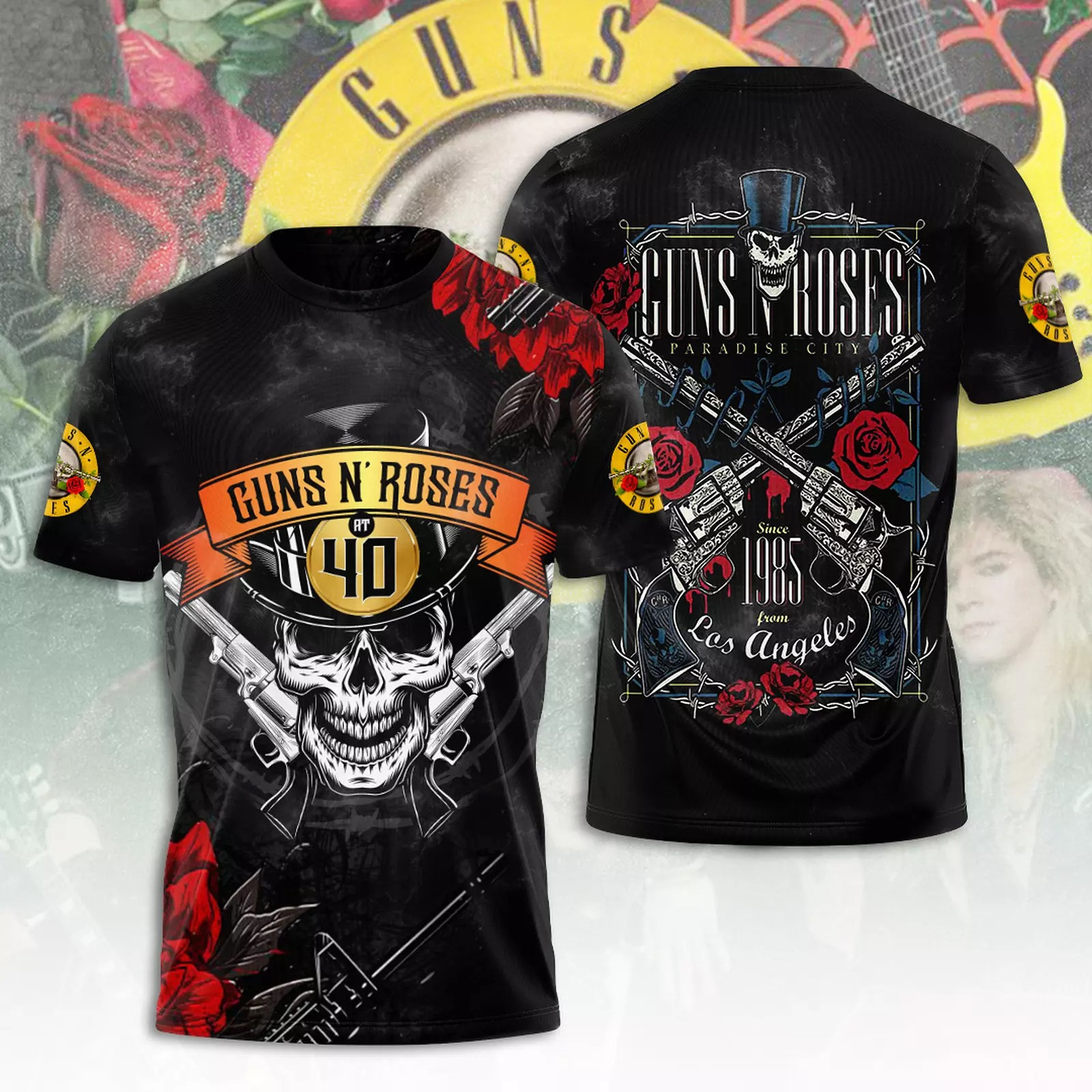 Guns N Roses 1985-2025 2025 Tour 3D T-Shirt Rock Band Oregontrailrvpk Shirt