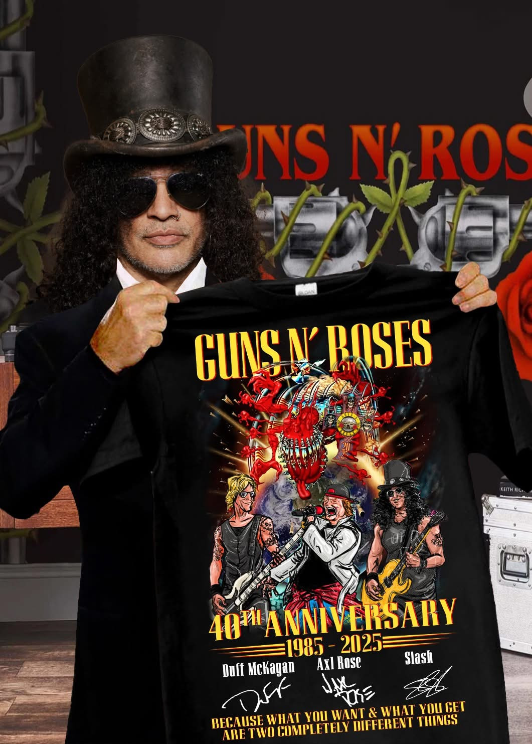 Guns N Roses 40Th Anniversary 1985-2025 T-Shirt Oregontrailrvpk Shirt