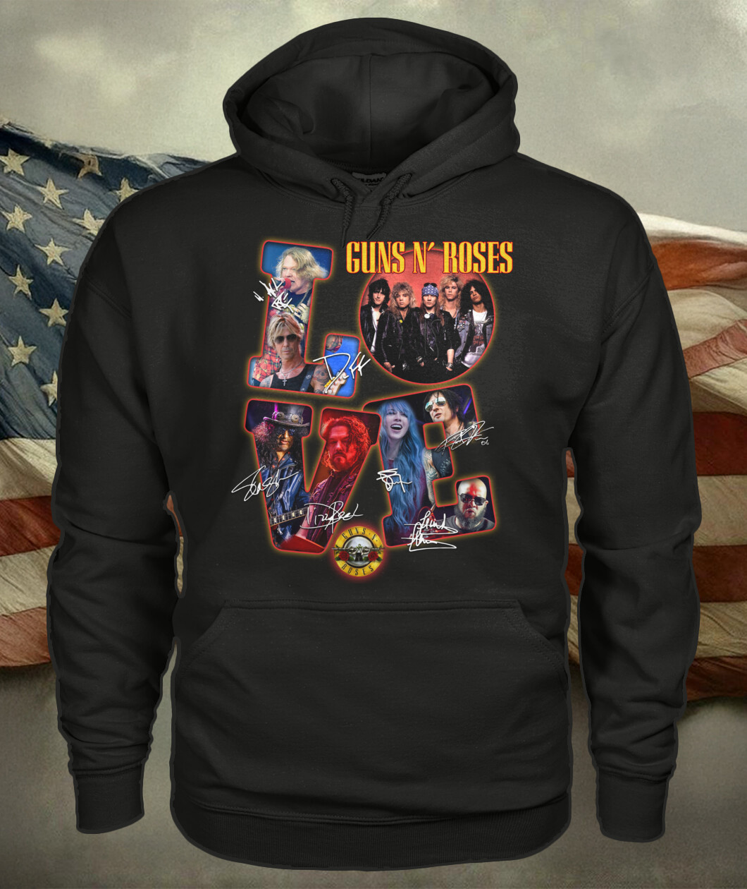 Guns N Roses Love 40Th Anniversary Hoodie Music