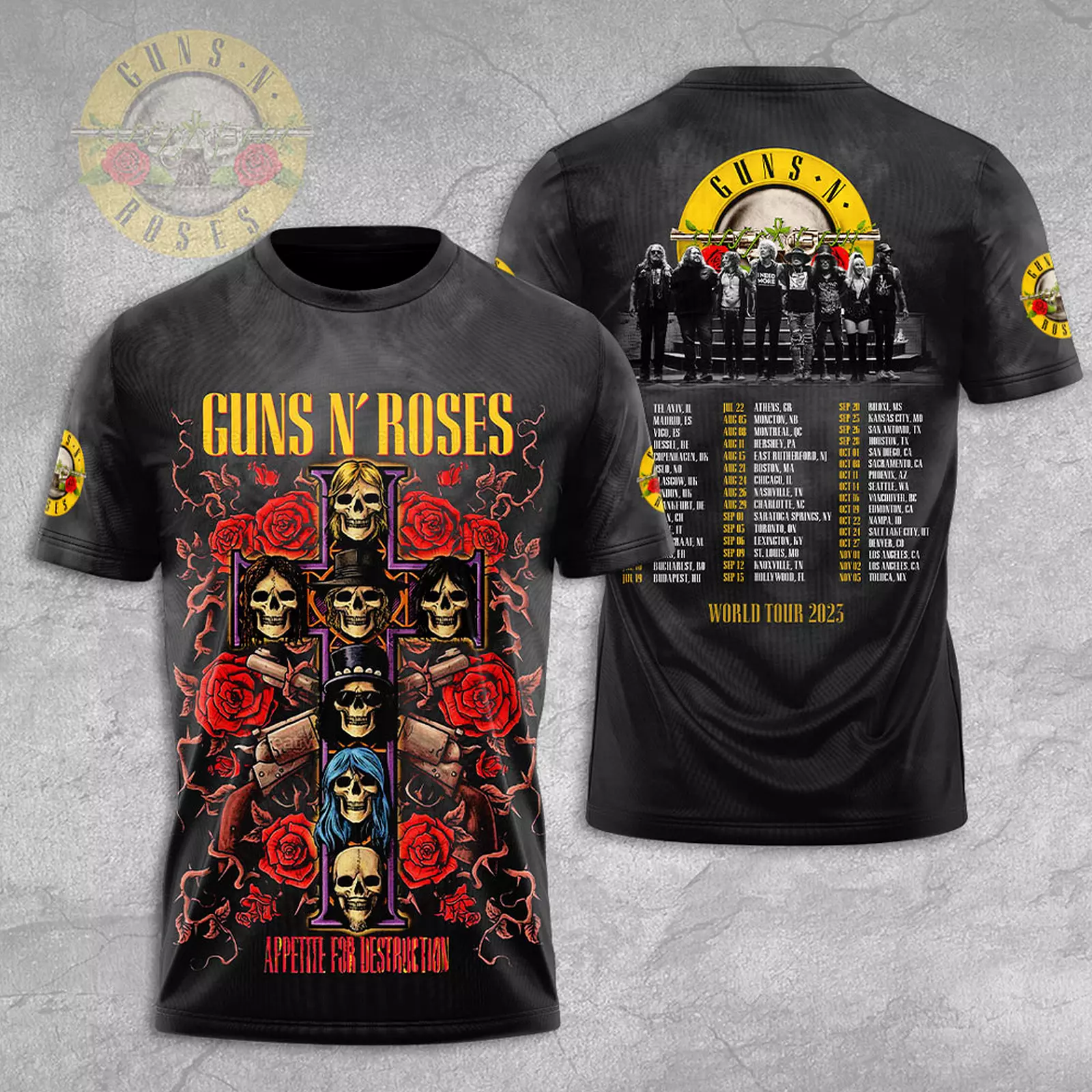 Guns N Roses Tour 2025 3D T-Shirt Ver 2 Oregontrailrvpk Shirt