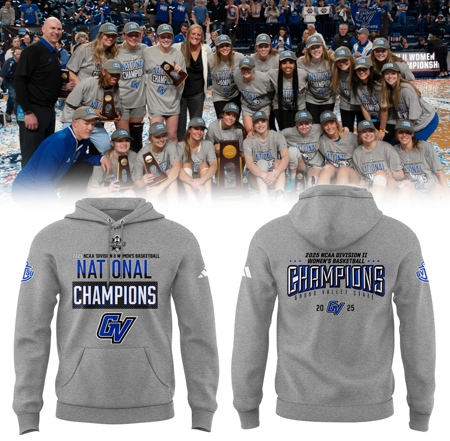 GVSU Women's Basketball x National Champions Hoodie Top Gifts For Basketball Players