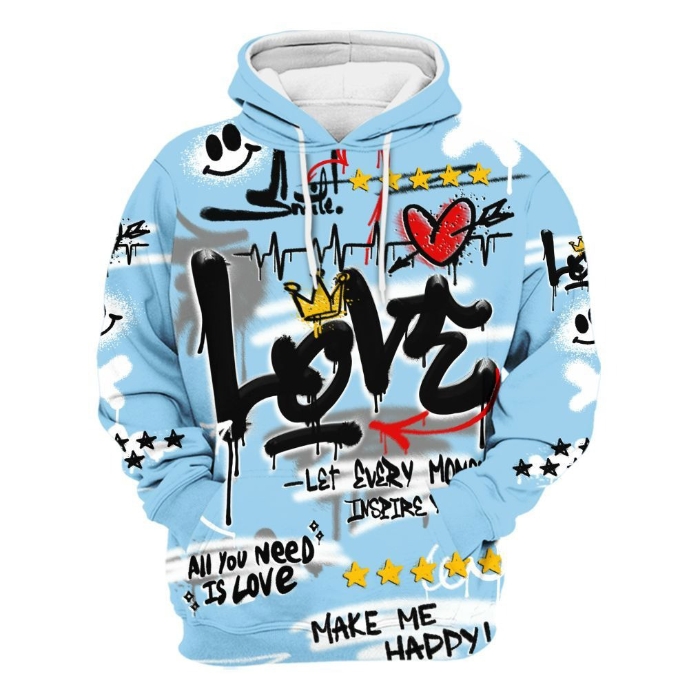 Happy Love Beats Graffiti Streetwear Legend Blue 11s Unisex Hoodie Best Gift For Him