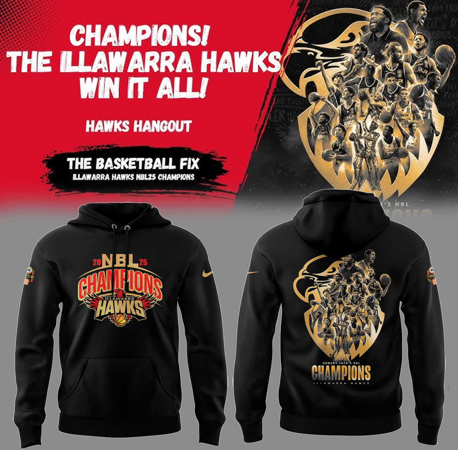 Hawks Basketball National Champions25 Black Hoodie