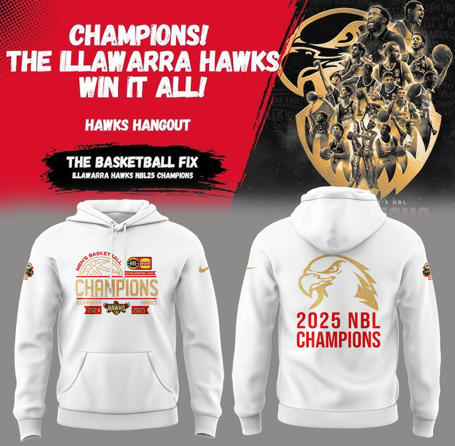 Hawks Basketball National Champions25 White Hoodie Presents For A Basketball Player