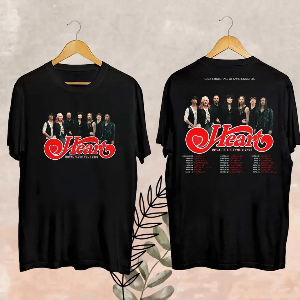 Heart Band Royal Flush Tour 2025 T-Shirt For Rock Band Fans Oregontrailrvpk Shirt