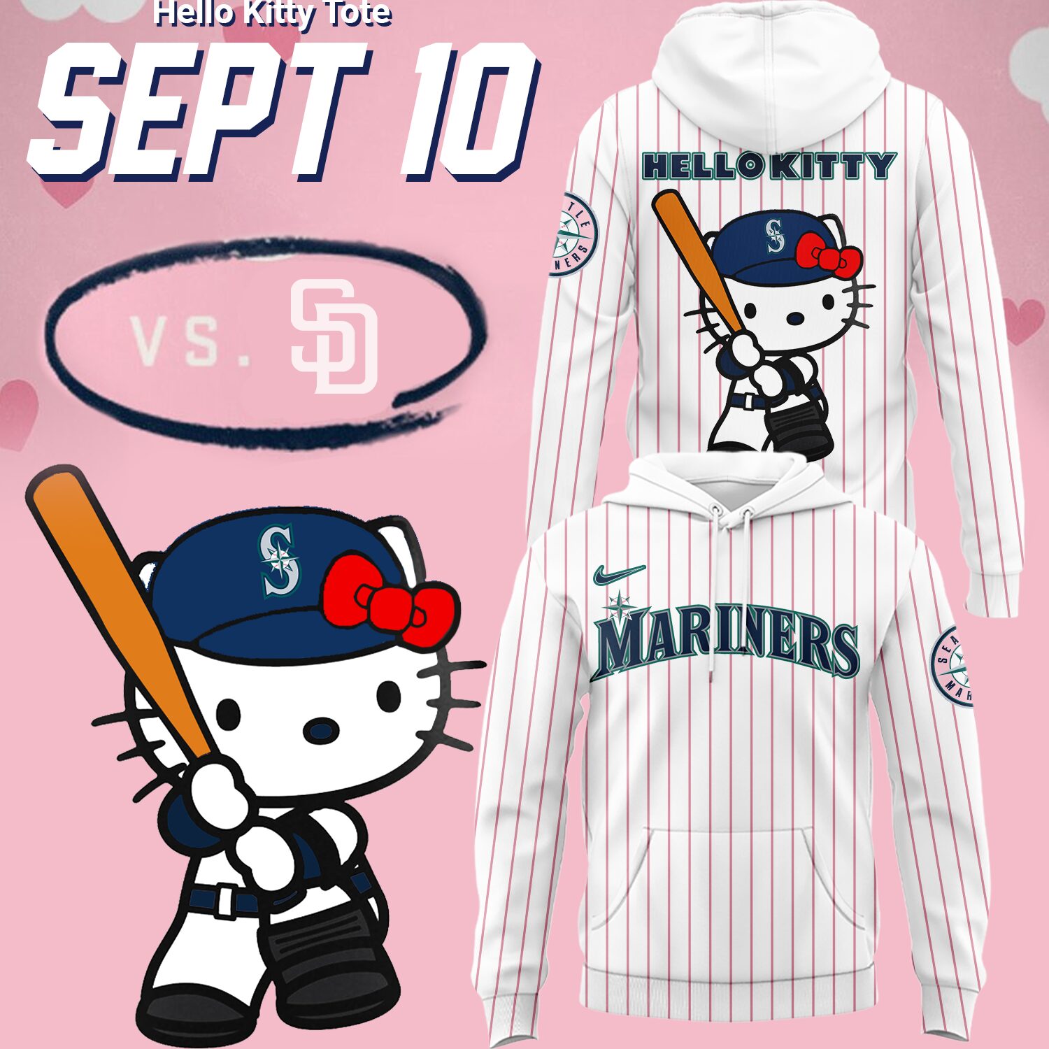 Hello Kitty Night September 10th Hoodie Gift Ideas For Baseball Players
