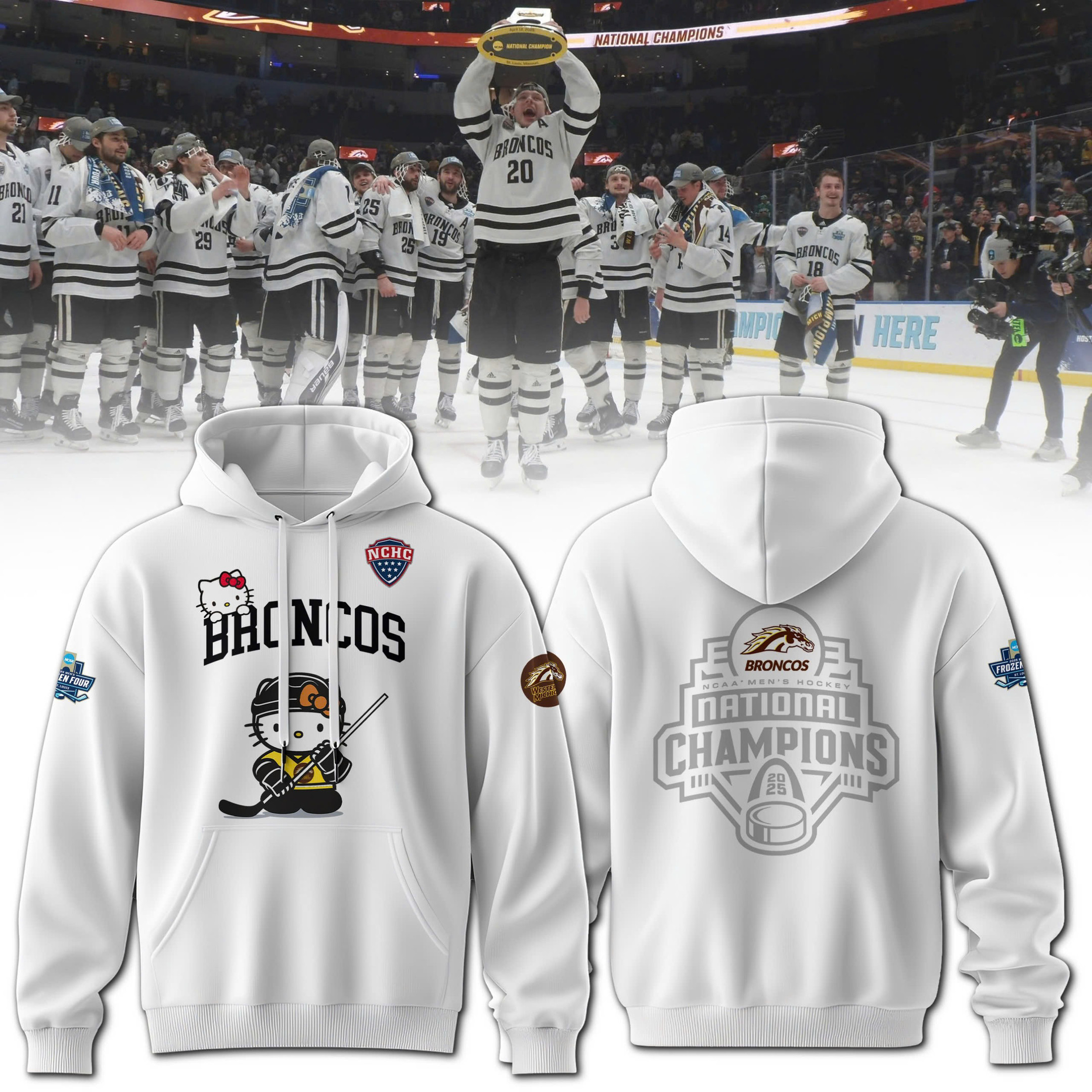 Hello Kitty x Western Hockey Club 2025 NCAA Division Hoodie Best Gifts For Hockey Lovers