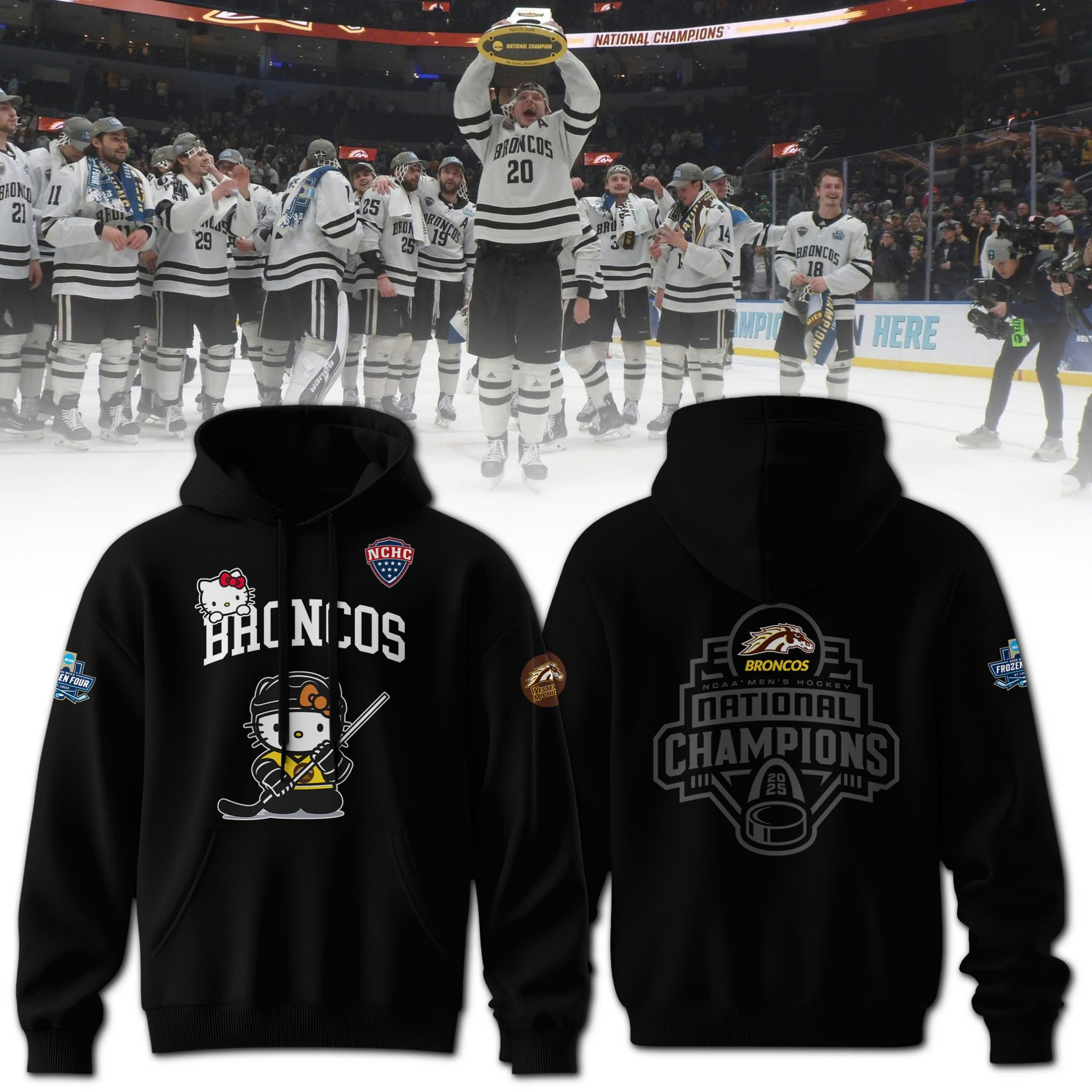 Hello Kitty x Western Hockey Club 2025 NCAA Division Hoodie Gifts For Hockey Fan