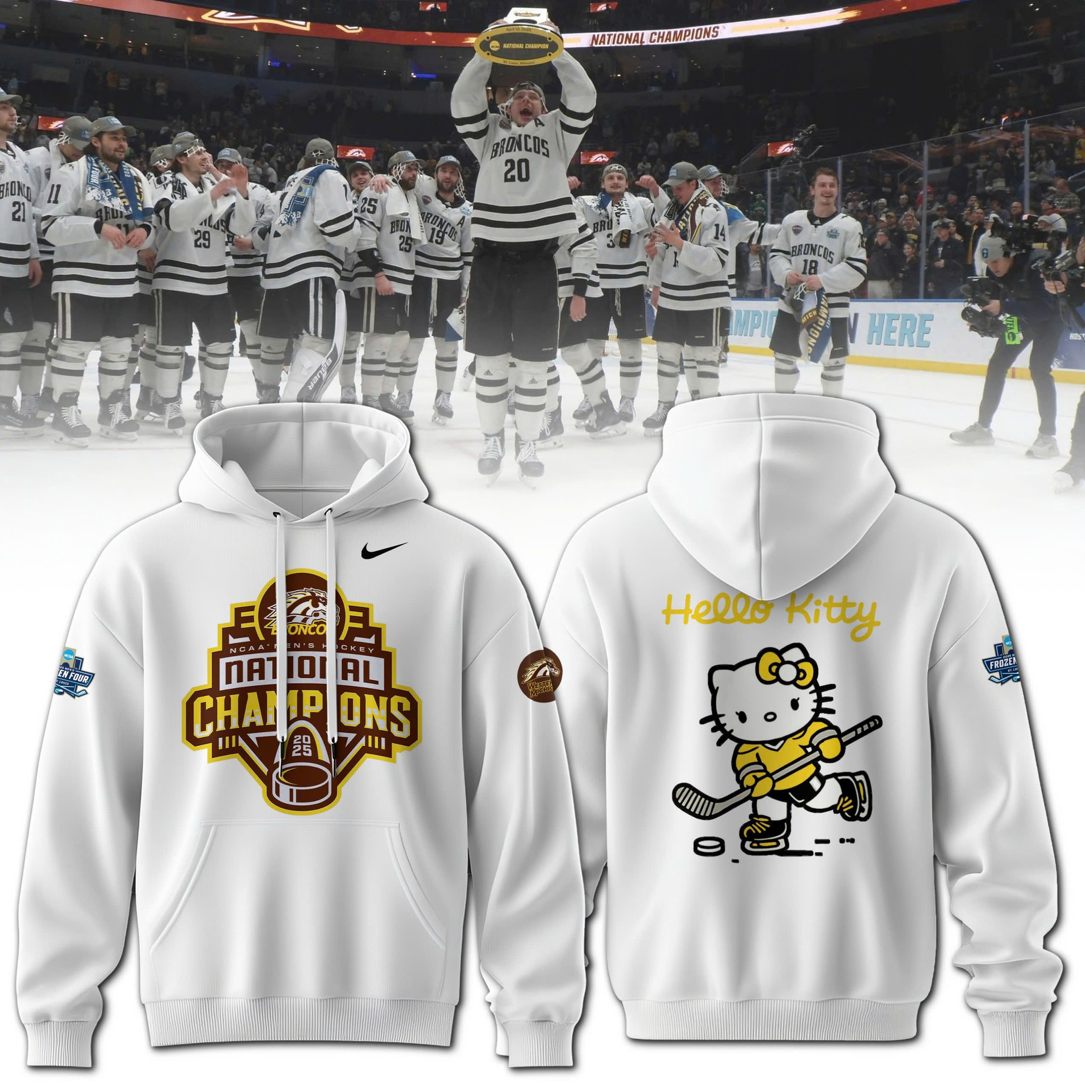 Hello Kitty x Western Hockey Club 2025 NCAA Division Hoodie Presents For Hockey Lovers