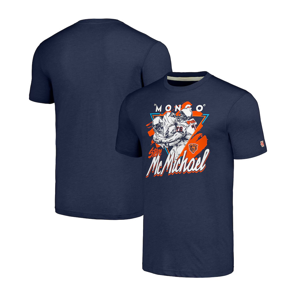 Homage Steve McMichael Navy Chicago Bears Caricature Retired Player T-Shirt Oregontrailrvpk Shirt