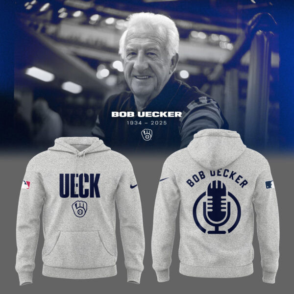 Honoring The Legend Brewers Icon And Baseball Hall Of Famer Bob Uecker Grey Hoodie