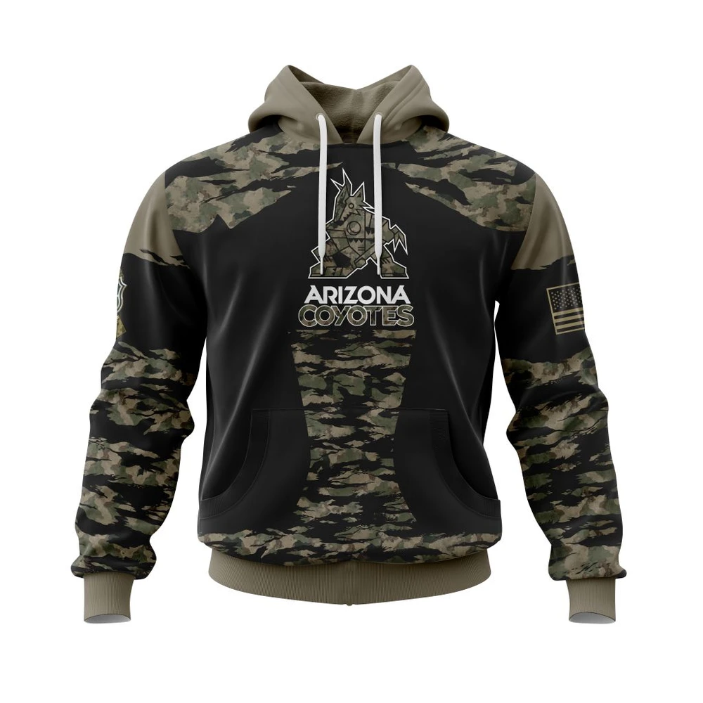 Hoodie Arizona Coyotes Honors Veterans And Military Members All Over Print Hoodie Style 84873