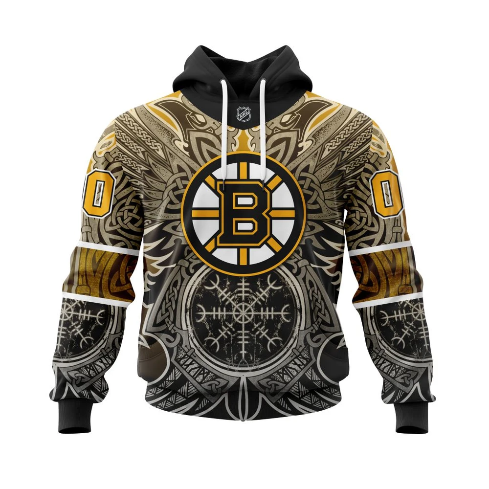 Hoodie Boston Bruins Specialized Norse Viking Symbols All Over Print Hoodie Style 57535