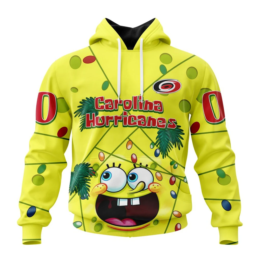 Hoodie Carolina Hurricanes Specialized Jersey With Spongebob All Over Print Hoodie Style 13156