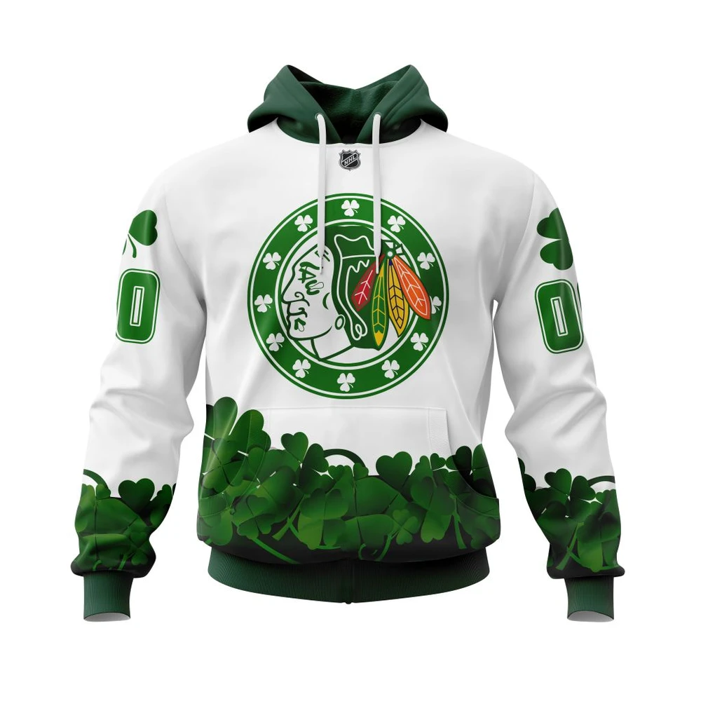Hoodie Chicago Blackhawks Happy St.Patrick Days Jersey All Over Print Hoodie Style 77672