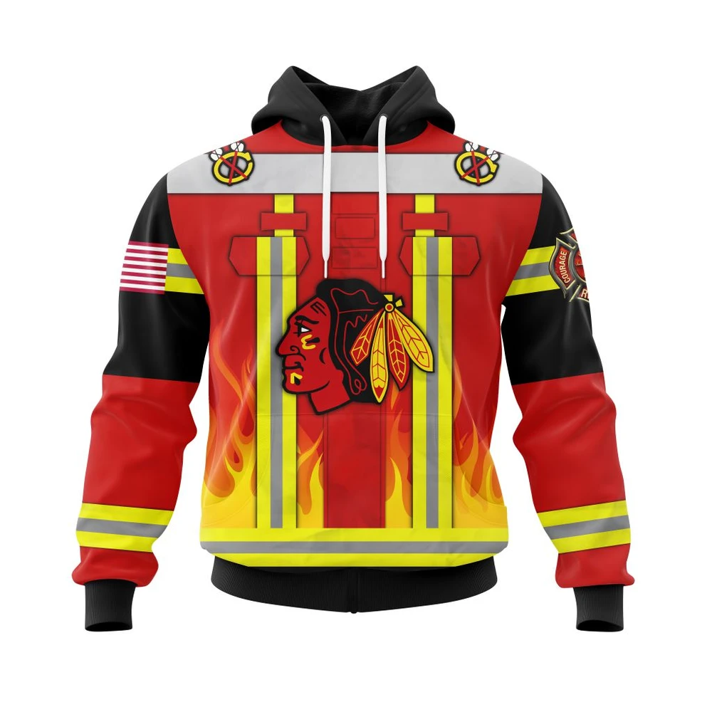 Hoodie Chicago Blackhawks Honnor Firefighter Uniform V0622 All Over Print Hoodie Style 20744