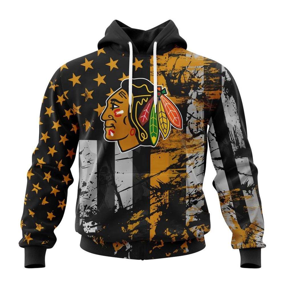 Hoodie Chicago Blackhawks Specialized Jersey For America All Over Print Hoodie Style 99543