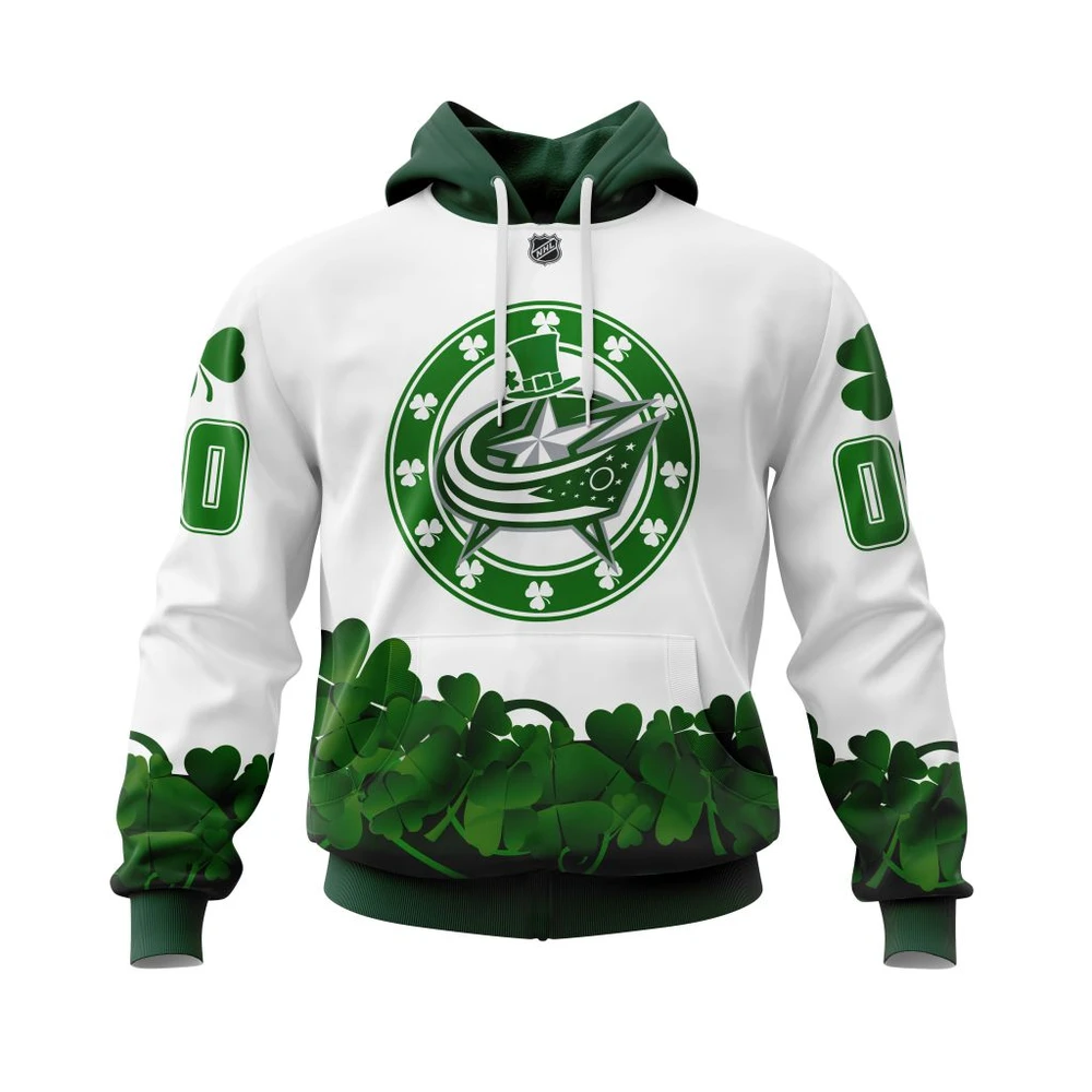 Hoodie Columbus Blue Jackets Happy St.Patrick Days Jersey All Over Print Hoodie Style 97328