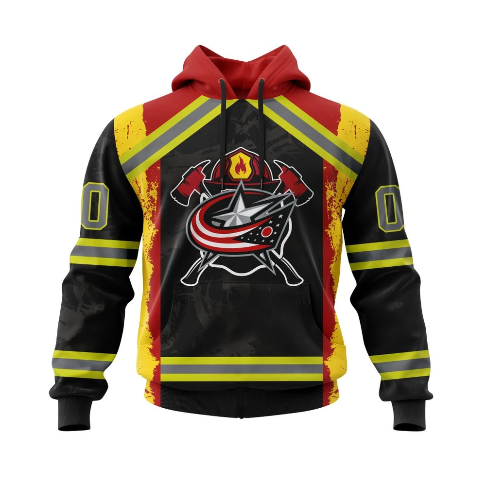 Hoodie Columbus Blue Jackets Honnor Firefighter All Over Print Hoodie Style 42643