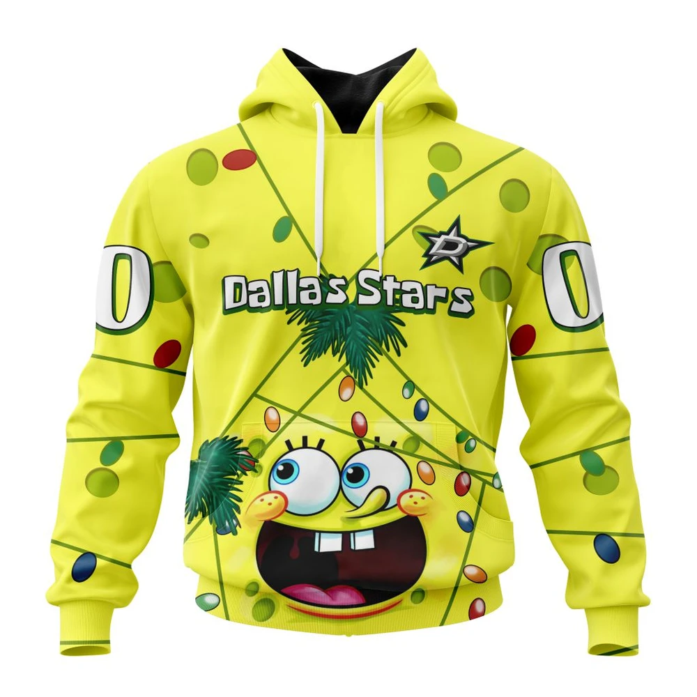 Hoodie Dallas Stars Specialized Jersey With Spongebob All Over Print Hoodie Style 82320