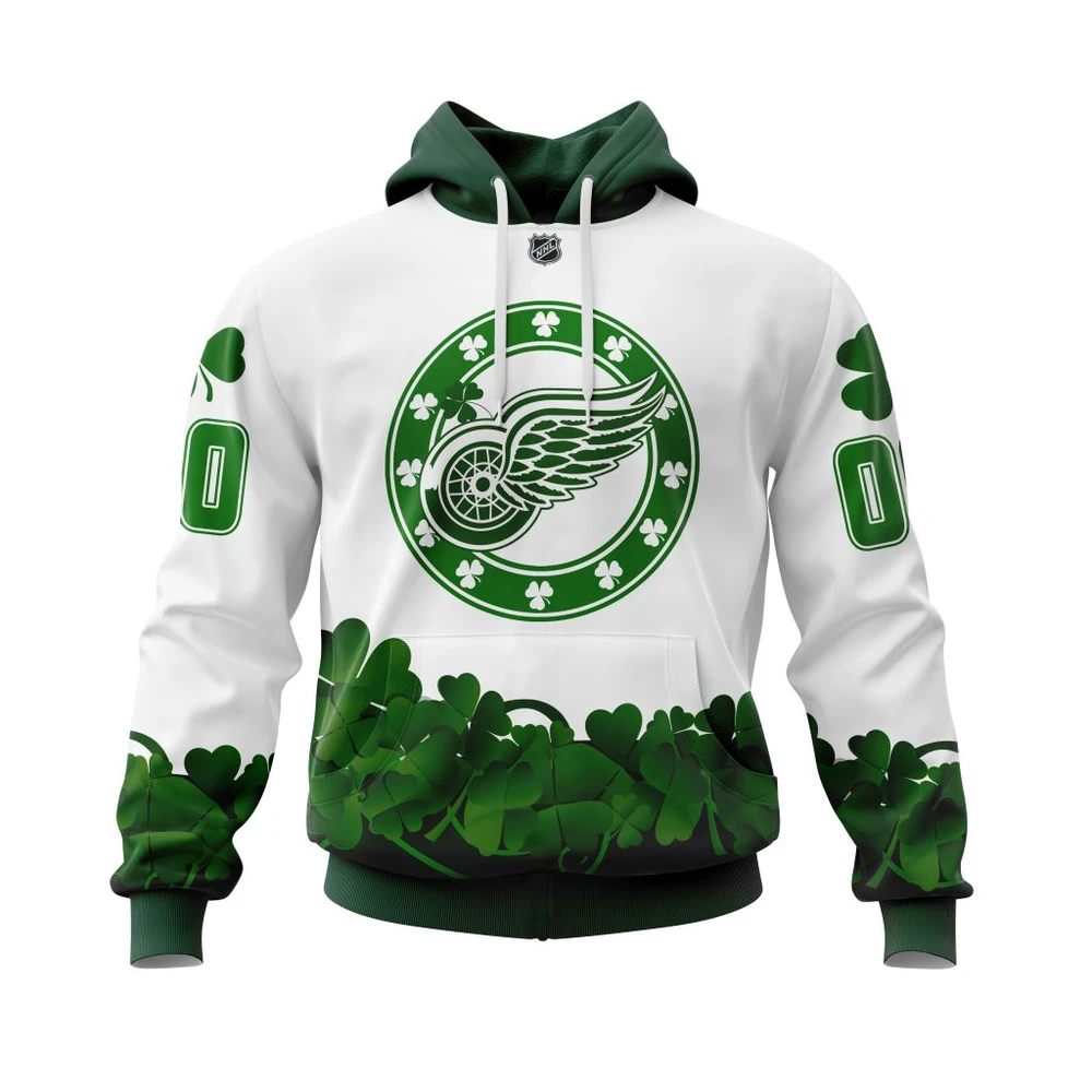 Hoodie Detroit Red Wings Happy St.Patrick Days Jersey All Over Print Hoodie Style 22842