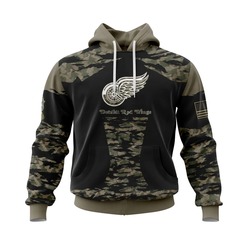 Hoodie Detroit Red Wings Honors Veterans And Military Members All Over Print Hoodie Style 30343