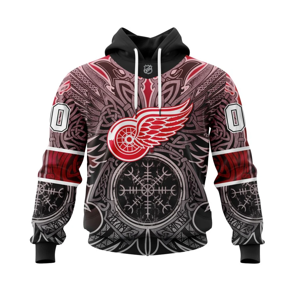 Hoodie Detroit Red Wings Specialized Norse Viking Symbols All Over Print Hoodie Style 41268