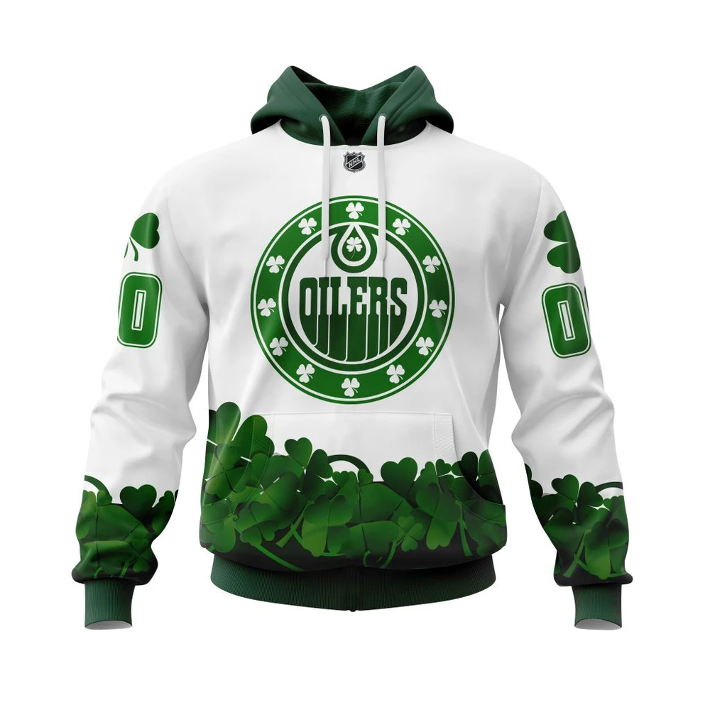 Hoodie Edmonton Oilers Happy St.Patrick Days Jersey All Over Print Hoodie Style 56426