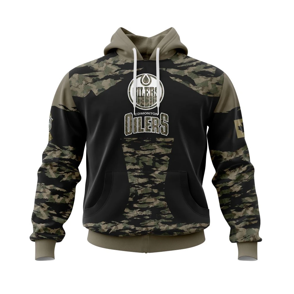 Hoodie Edmonton Oilers Honors Veterans And Military Members All Over Print Hoodie Style 73276