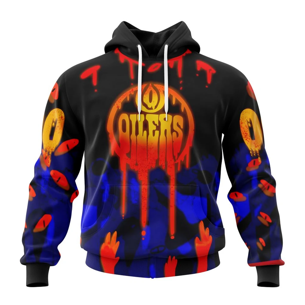 Hoodie Edmonton Oilers Specialized Jersey For Halloween Night All Over Print Hoodie Style 62587