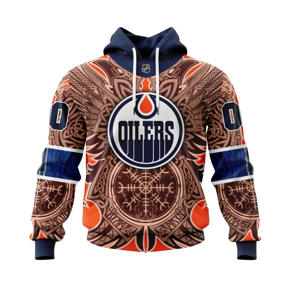 Hoodie Edmonton Oilers Specialized Norse Viking Symbols All Over Print Hoodie Style 14928